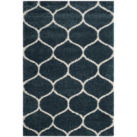 Safavieh 10 x 14 ft. Hudson Shag Power Loomed Rectangle Area Rug; Slate Blue & Ivory SGH280L-10